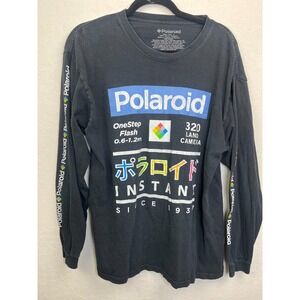 Polaroid 320 Land Instant Camera Long Sleeve T Shirt Mens Large Black